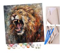 SENDJJ Paint by Numbersroaring Lion-Impressionist (4) Kits for Adults Kids Beginners 40 x 40 cm Adults with Paintbrushes DIY Painting for Home Decoration Without Frame