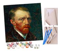 SENDJJ Paint by NumbersSelf-Portrait of Vincent Van Gogh Kits for Adults Kids Beginners 40 x 40 cm Adults with Paintbrushes DIY Painting for Home Decoration Without Frame