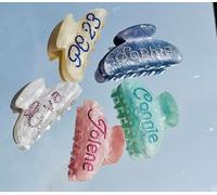 SendOutLove Personalized Name Glitter Hair Claw Clips - Dazzling Diamond Pins, Custom Initials/Text Fashion Elegant Wedding Claw, Bridesmaid Beauty (Light Blue Diamond, Pearl Blue)