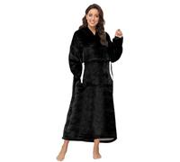 Sendowtek Hoodie Blanket for Women, Oversized Wearable Blanket Loose Style Soft Warm with Giant Pocket Plush Fleece Cosy Pajama Jumper oodie Blanket Fit for Adults Women Men Teens (Black-3.9ft)