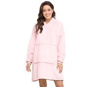 Sendowtek Hoodie Blanket for Women, Oversized Wearable Blanket Loose Style Soft Warm with Giant Pocket Plush Fleece Cosy Pajama Jumper oodie Blanket Fit for Adults Women Men Teens (Pink)