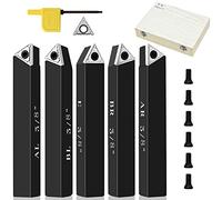 SENDUO 3/8" Indexable Carbide Turning Inserts Holder Set for Machining Lathes, 5 Pcs Set Metal Lathe Tools Inserts Bits with Carbide Inserts TCMT110204.