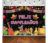 SENDY 10x7ft Feliz Cumpleaños Backdrop Mexican Fiesta Happy Birthday Party Decorations Supplies Cactus Balloons Mexico Cinco De Mayo Carnival Bday Cake Table Banner Photography Background Photo Props