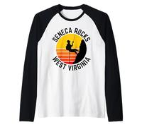 Seneca Rocks West Virginia Rock Climbing Mountain Climber Raglan Baseball Tee