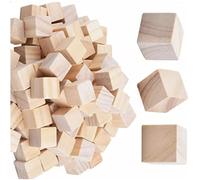 SENECESLI 100Pcs 2cm Square Wooden Cubes, 2cm Wooden Craft Cubes for DIY Wood Crafting, Wood Blocks for Stacking Painting Burning Projects, Art Supplies for Kids and Adults
