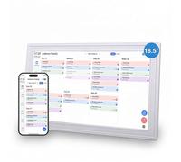 SENECESLI 18.5 Inch Digital Calendar, Electronic Chore Chart, Smart Weekly and Monthly Planner 1920 * 1080 Touchscreen Wall and Desk Calendar for Family Schedules, 1+32GB, White (GB Plug)