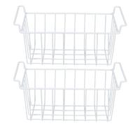 SENECESLI 2pcs Refrigerator Freezer Baskets Large Household Wire Storage Basket Bins Organizer with Handles for Pantry (L 49.5cm X W 24.5cm X H 20cm)