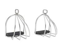 SENECESLI 2Pcs Safe Cage Stirrup, Stainless Steel Stirrup Frame with Non Slip Pad for Safe and Comfortable Riding, Equestrian Accessories