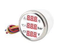 SENECESLI 3 in 1 Engine Coolant Temperature Oil Pressure Battery Voltmeter, Digital Gauge with Backlight for Car Boat RV Truck Motorcycle, 52mm Sensor Kit (White Dial Silver Cover)