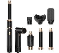 SENECESLI 6 in 1 Multi Functional Hot Air Comb, Interchangeable Brush Head, Ionic Hair Care, Foldable Blow Dryer Brush Hair Styling Tool for Straight (GB Plug)