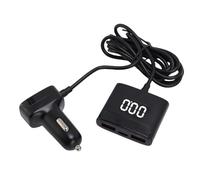 SENECESLI 78W USB C Car Charger 5 Port PD30W Fast Charging with Extension | Dual Digital Voltage Display, Rear Seat Charging Head, Secure Buckle Attachment, 4.9Ft Long Cord