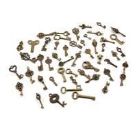 SENECESLI Alloy Antique Key Decorations, DIY Charms Pendants for Crafts, 50 Pieces Mixed Styles Assortment for Necklace Bracelet Making, Vintage Key Chain Charm