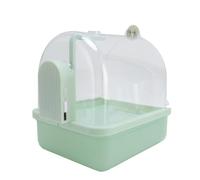 SENECESLI Bird Bath Box, Multifunctional Easy To Install Antislip Caged Hanging Bird Bath for Cockatoo for Parakeet (Green)