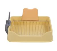 SENECESLI Cat Box, Elegant Look Cat Lull Tray Box Erosion Resistant Stainless Steel Rack for Small Medium -sized (Yellow)