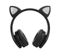 SENECESLI Cat Ear Bluetooth5.0 Headphones, Wireless Headphones with Microphone and FM Radio, Noise Cancelling Stereo Sound, Foldable Cat Headphone for Music and Calls (Black)