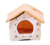 SENECESLI Cat House Winter Warm Detachable Washable Cat Sleeping Bed Cave for Pets 2.5-7.5kg All Season Comfort Stylish & Functional for/Dogs, 38x36x36cm Oxford Cloth Plush (Yellow M Size)