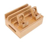 SENECESLI Charging Station, Wood Charging Dock Rack Organizer with Magnetic Detachable Design and 5 Port Charger, Anti Slip Base, for Phone Tablet Smartwatch Multiple (Original Color)