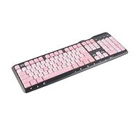 SENECESLI Cool Quiet Wired Computer Keyboard for Working, Pink Wired USB Keyboard with Silicone Pad for Home Gaming, Ergonomic Computer Keyboard for PC Laptop Desktop (Black Pink)