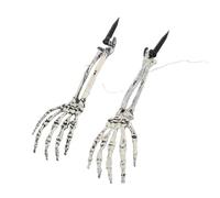 SENECESLI Creepy Skeleton Arms with LED Light for Creepy Decorations, Adjustable Angle [2 Pack Skeleton Arm Stakes] (Warm White)