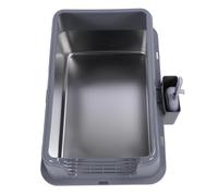 SENECESLI Durable Stainless Steel Cat Litter Box with Semi Enclosed Structure for Odor Reduction, Top Entry Anti Splashing Metal Kitty Litter Box for Comfortable Toileting Experience (Grey)