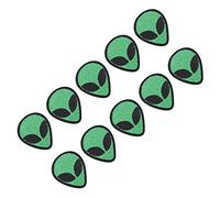 SENECESLI Embroidered Patch Alien Head Shape Green 10Pcs Iron/Sew-on Heat-Sealed Patch Novel Decor for Clothing, Vests, School Bags, 2mm Width Edge for Reinforcement