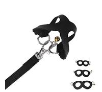 SENECESLI Hamster Harness and Leash Set, Soft Artificial Leather Rat Walking Vest and Leash with Bells, 3 Sizes for Small Pet Guinea Pig Chinchilla (Black)