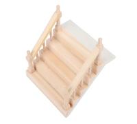 SENECESLI Handcrafted Mini Wooden Handrail Staircase for Realistic Doll House Charm, Solid Birch Wood Miniature Staircase for Safer Play, 4.7 X 4.1 X 2.6in