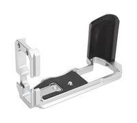 SENECESLI Handgrip L Shape Grip for X-T5 Camera Quick Release Plate Wooden Handgrip L Shape Grip, Wooden Handle Aluminum Alloy L Shape Handgrip Bracket, Built in Quick Release Plate (Silver)