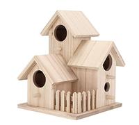 SENECESLI Paulownia Outdoor Bird Nesting Box, Attracting Various Birds for Yard Ornamentation (three rooms)