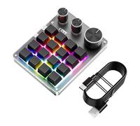 SENECESLI Programmable Keyboard, Customizable 16 Keys and 3 Knobs, USB Wired Volume Control Gaming Keypad for PC Shortcut Custom, DIY Keyboard and Keys (Black)