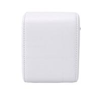SENECESLI PU Leather Camera Case with Shoulder Strap Fit for Polaroid Go Vintage Camera Storage Bag Magnetic Closure Adjustable Strap for Travel Outdoor (White)