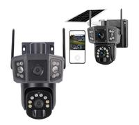 SENECESLI Security Cameras Wireless Outdoor, Solar Camera WiFi 8MP 1920x2160p for Home Security, 8000mAh Battery, Dual Lens 360 Degree Panorama View, PIR Sensor