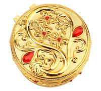 SENECESLI Vintage Round Metal Jewelry Box, Trinket Organizer Ring Box Case, Round Embossed Trinket Box for Women Girls, Jewelry Storage Box