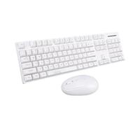 SENECESLI Wireless Keyboard and Mouse Combo, 2.4Ghz Office Keyboard and Mouse, 104 Keys Full Size Ergonomic for Laptop, Sleep Mode for Energy Saving (White)