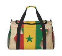 Senegal Flag map with Green Star Print Stylish Foldable Carry On Tote with Waterproof Zipper for Weekend Getaways Bag