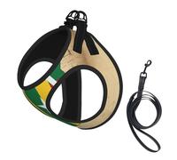 Senegal Flag Map With White Star Print Harness Leash Set For Cat And Small Dog, Adjustable, Reflective, And Escape-Proof Vest With Soft Breathable Mesh Lining