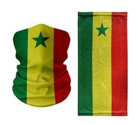 Senegal Flag Neck Gaiter - Premium Tricolor Green Yellow Red Face Cover with Central Star - Lightweight Breathable Multifunction Scarf for Outdoor Sports, Festivals & National Events