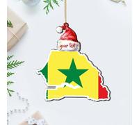 Senegal Flags Red Santa Hat Ornament Keepsake State Flag Travel Round Christmas Tree Ornament Keepsake Country Location Flag Acrylic Christmas Bauble for Xmas Tree Decoration