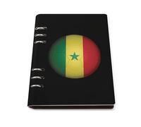 Senegal Football Flag Leather Ruled Notebook with 90 Sheets Loose Leaf Notebooks Daily Journal for Women Men