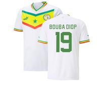 Senegal Men's 2022-2023 Home Shirt BOUBA DIOP 19 in White | Size: Medium Senegal White M