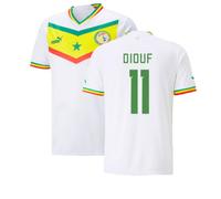 Senegal Men's 2022-2023 Home Shirt DIOUF 11 in White | Size: Large Senegal White L