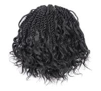 Senegalese Twist Crochet Braids Hair with Curly Ends 10 Inch Curly Boho Box Braids Pre Looped Twist braiding hair 6 Packs, 1B Black