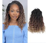 Senegalese Twist Crochet Hair 3 Tone 8 Inch Short Kids Crochet Braids 8 Packs 3 Tone Wavy Crochet Hair Pre Looped Crochet Senegalese Twist Hair for Black Women (8 Inches, 1B3027)