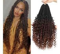 Senegalese Twist Crochet Hair With Curly Ends - 12 Inch Boho Island Twist 8 Packs Pre-Looped Goddess Hair (12(8Packs), 1B/33/30)