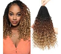 Senegalese Twist Crochet Hair with Curly Ends - 16 Inch Boho Island Twist Crochet Hair 8 Packs Boho Goddess Twist Crochet Hair Pre Looped Crochet Twists with Curly Ends(16(8Packs), 1B/30/27)