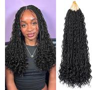Senegalese Twist Crochet Hair with Curly Ends 18 Inch Natural Black Boho Island Crochet Braids Boho Goddess Twist Crochet Hair for Black Women 9 Packs, 1B