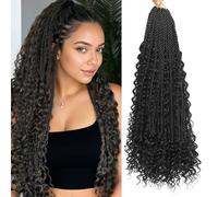 Senegalese Twist Crochet Hair with Curly Ends - 24 Inch Boho Island Box Braids Pre-Looped Goddess Style, 8 Packs (1B)