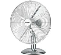 Senelux 12 Inch Chrome Desk Fan, 3 Speed, Quiet Operation, Oscillating, Strong Resistant Base, Desktop/Bedside Fan, Retro Chrome Design, Ideal For Home & Office