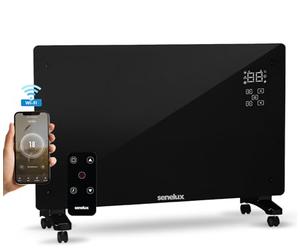 Senelux 2000W Electric Glass Panel Heater, WiFi Smart Convection Heater, with Adjustable 3 Heat Settings Thermostat APP/Remote Control, Energy Efficient Radiator, Wall Mounted or Free Standing, Black