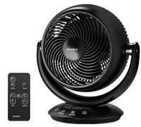 Senelux Air Circulator Fan, 8 Inch Blades / 10 Inch Grille, Quiet Table Fan with Remote, 3D 90°+90° Oscillation, 3 Speeds, 2-12H Timer, 25 dB Silent Cooling, 35W Low Energy Fan for Home, Office